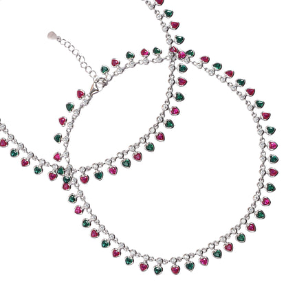 💖 Heart Gemstone Anklet