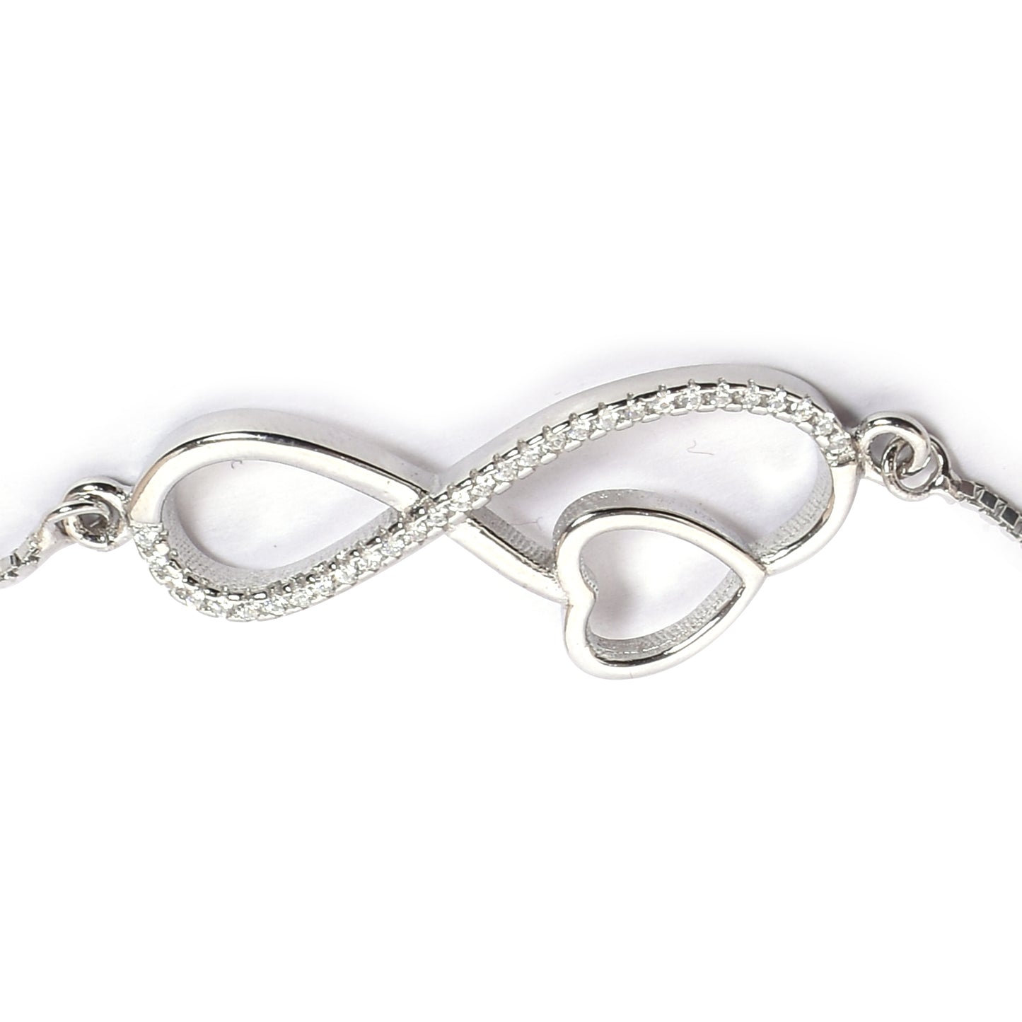 Girls' Silver Anklet Pair – Cubic Zirconia Accents (Size 9.5–10.4 inch)