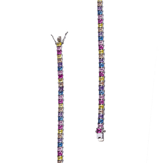 🌈 Multicolour Gemstone Tennis Bracelet