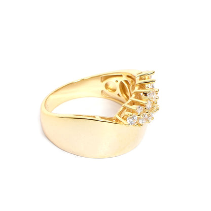 Women’s Silver Ring – Clustered Marquise & Round Gemstones in Gold Finish (Size 22)