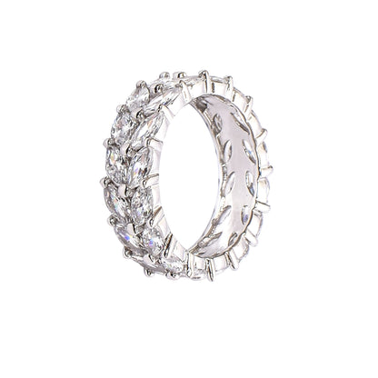 Women’s Silver Eternity Ring – Marquise-Cut Diamond Design (Size 11)