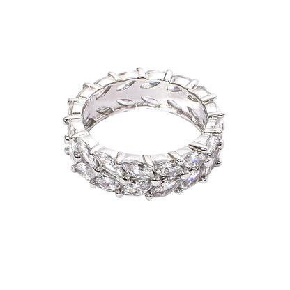 Women’s Silver Eternity Ring – Marquise-Cut Diamond Design (Size 11)