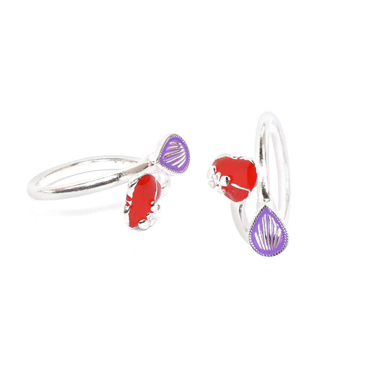 💖 Heart & Leaf Toe Ring Set