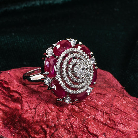 🌺 Ruby Floral Statement Ring
