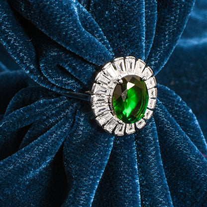 Oval Green Gemstone Ring – Radiant Elegance (Size 12)
