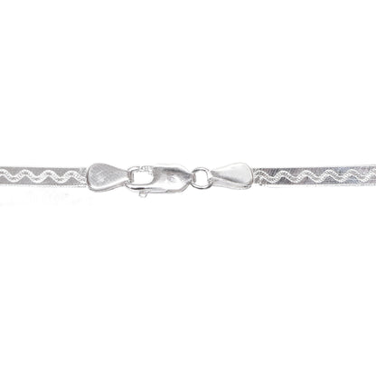 Women’s Silver Chain Necklace – Wavy Ribbon Design (Size 20 inch)