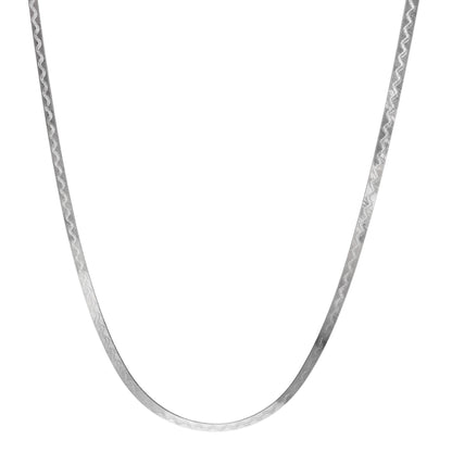 Women’s Silver Chain Necklace – Wavy Ribbon Design (Size 20 inch)