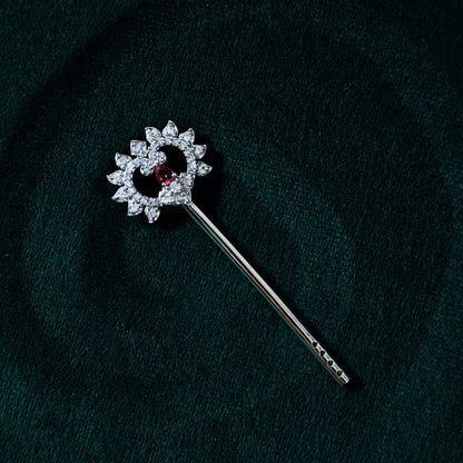 Sterling Silver Krishna Bansuri – Ornate Design with Gemstones (2.25 inch)
