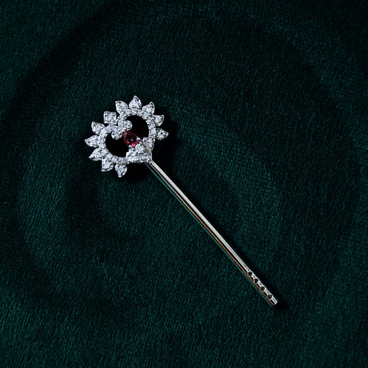 Sterling Silver Krishna Bansuri – Ornate Design with Gemstones (2.25 inch)