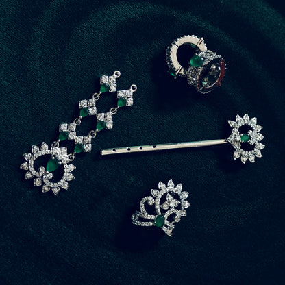 Sterling Silver Krishna Accessories Set – Bansuri, Mala, Mukut & Kade