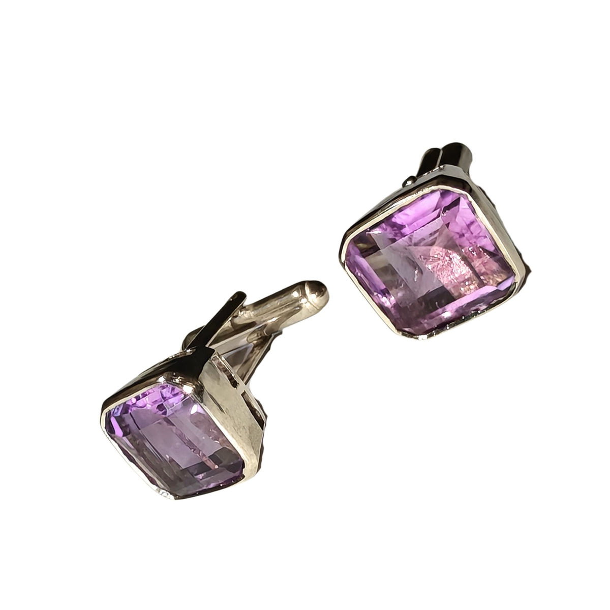 Sterling Silver Amethyst Handmade Cufflinks