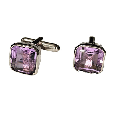 Sterling Silver Amethyst Handmade Cufflinks