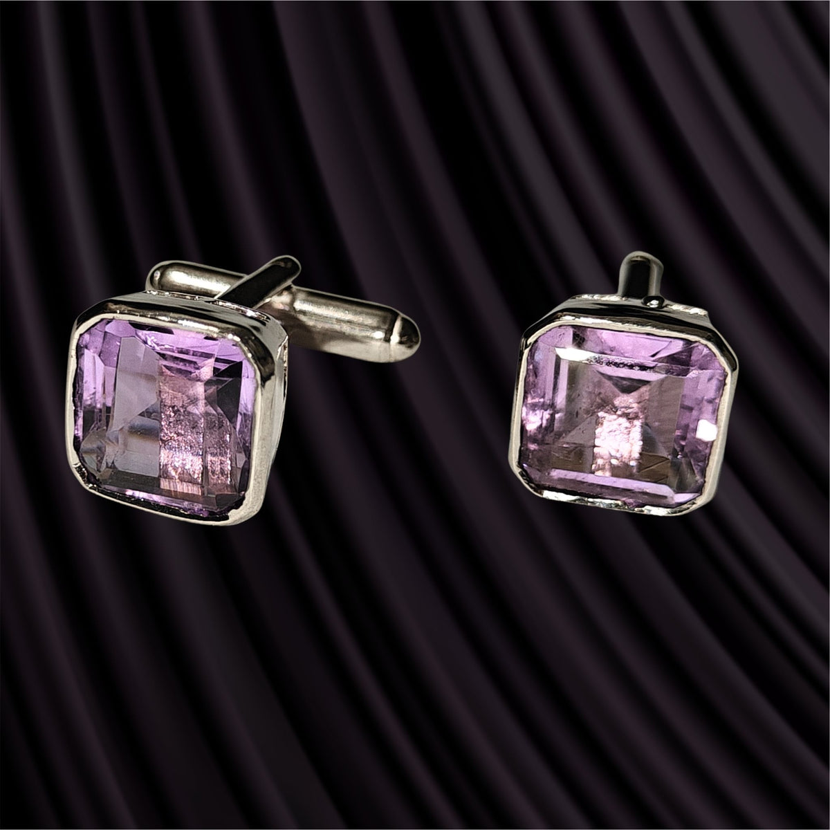 Sterling Silver Amethyst Handmade Cufflinks