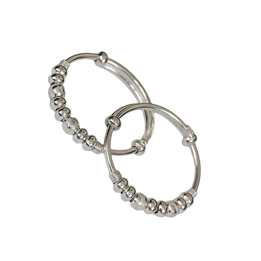 Sterling Silver Kids Kada Pair – Beaded Hoop Design