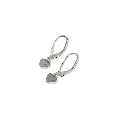 Sterling Silver Kids Earrings – Orange Heart Charm with CZ