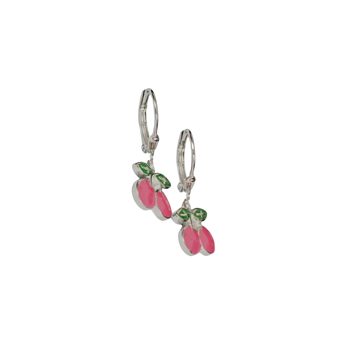 Sterling Silver Kids Earrings – Cherry Charm Design