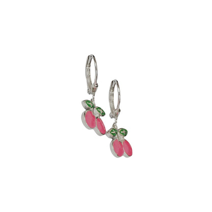 Sterling Silver Kids Earrings – Cherry Charm Design