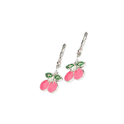 Sterling Silver Kids Earrings – Cherry Charm Design