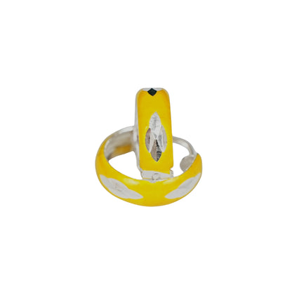 Sterling Silver Kids Earrings – Yellow Enamel Hoop Design