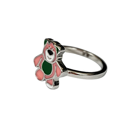 Pink Teddy Cartoon Ring – Kids Collection