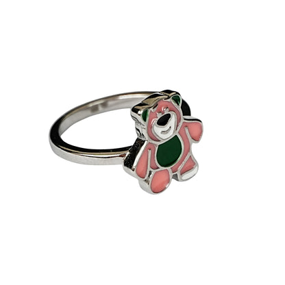 Pink Teddy Cartoon Ring – Kids Collection