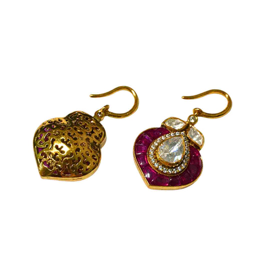 Ruby Stone & Moissanite Polki Earrings